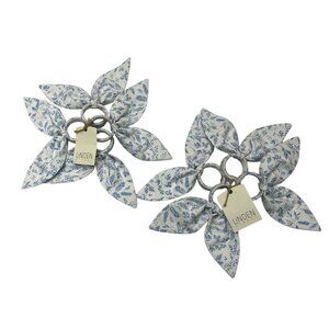 Linden Street Easter Napkin Rings Bunny‎ Rabbit Ears Fabric Blue Floral Set Of 8